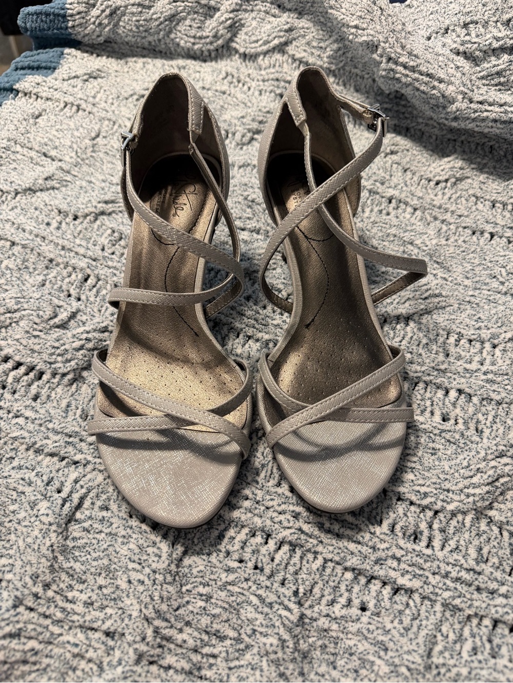 Life Stride Silver Strappy Dress Heels